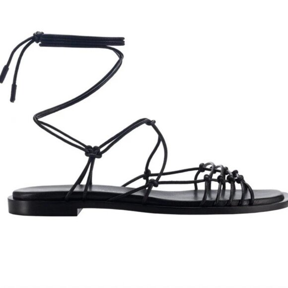 NEW Tamara Mellon Nappa Leather Flat Strappy Lace Up Casual Ankle Sandals  6.5 - Picture 1 of 2